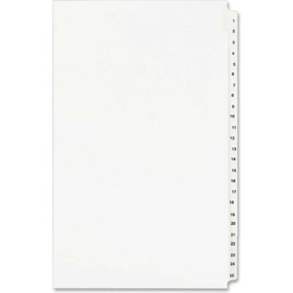 Avery Dennison Avery Side Tab Index Divider Set, 1 to 25, 8.5"x14", 25 Tabs, White/White 1430